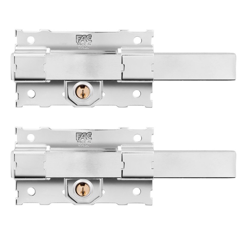 JUEGO DE 2 CERROJOS FAC 304DF/130 NIQUELADO (CERRADURA EN AMBOS LADOS) LLAVE DE SERRETA